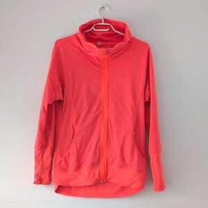 Lululemon Pop Orange Cowl Neck Run Jacket | Neon Coral Athleisure Zip Up ~Size 8